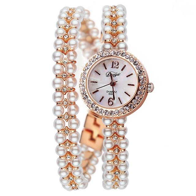 DUOYA XR1304 Elegant Pearls Bracelet Watch Ultra Thin Strap Quartz Watches