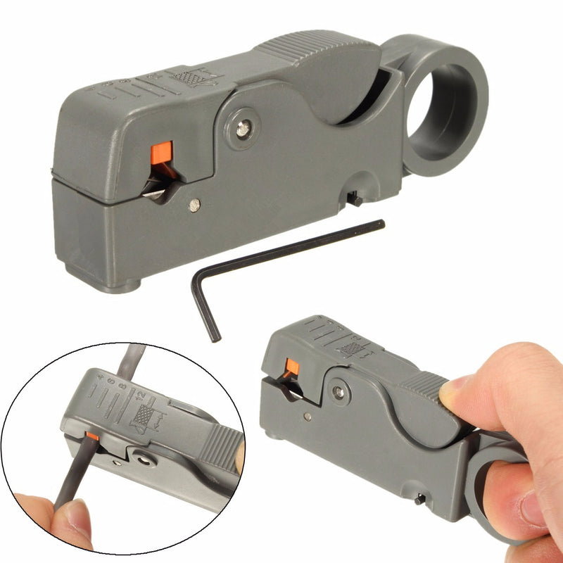 2Pcs RG6/59 Double Blades Fully Adjustable Wire Stripper Cutter Cable Stripping Tool