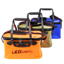 LEO 30cm 34cm EVA Folding Water Bucket Outdoor Carp Fishing Tool Foldable Water Tank With Belt