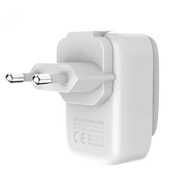 TOPK 3.4A 3 Ports Auto-ID USB Travel Wall Charger Adapter With Touch LED Lamp US UK AU EU Plug