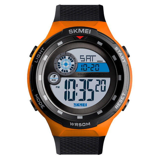 SKMEI 1465 50M Waterproof Countdown Outdoor EL Light Sports Digital Watch Men Wrist Watch