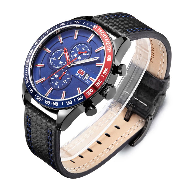 MINI FOCUS MF0029G Multifunction Male Wrist Watch Working Sub-dials Quartz Movement Watch