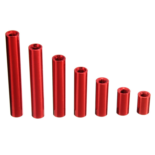 Suleve M3AR1 M3 Aluminum Alloy Standoff Studs 8-35mm Red Round PCB Board Spacers Standoffs 10pcs