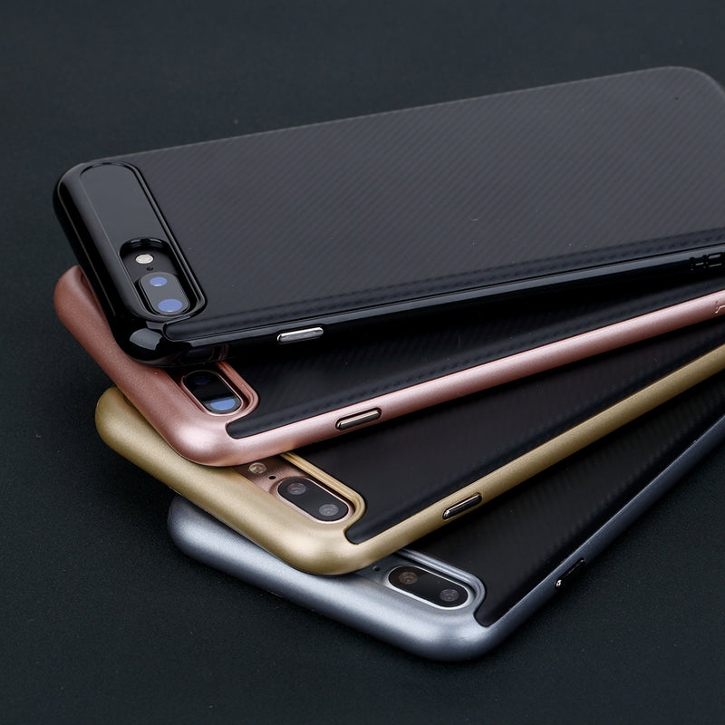 Rock Carbon Fiber Texture TPU PC Case For iPhone 7 Plus/8 Plus
