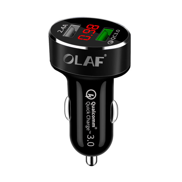OLAF Car USB Charger Quick Charge 3.0 2.0 Mobile Phone Charger 2 Port USB Fast Car Charger for Samsung Xiaomi Tablet Charger