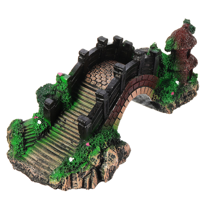 Aquarium Resin Bridge Landscape Pavilion Tree Fish Tank Ornament Decoration