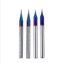 Drillpro 4pcs 2 Flutes HRC65 Milling Cutter 0.5-0.9mm Nano Blue Coating Carbide End Mill