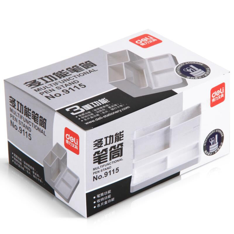 Deli 9115 Pen Pencil Holder Home Office Multifunctional Stationery Cosmetic Makeup Brushes Storage Box