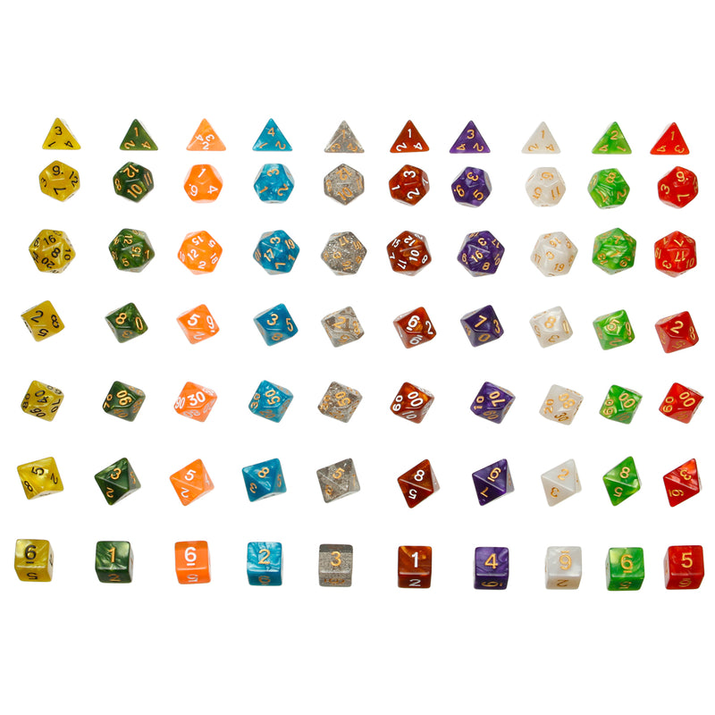 70Pcs Acrylic Polyhedral Dices Set Role Playing Game Dice Gadget for Dungeons Dragons D20 D12 D10 D8 D6 D4 Games