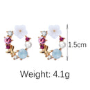 Sweet Elegant Flower Earring Rhinestone Pearl Ear Stub Round Shape Earrings