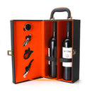 KCASA KC-WG02 Large Weeding Leathern Wine Bottle Gift Box Set With Corkscrew Pourer Collar Cutter