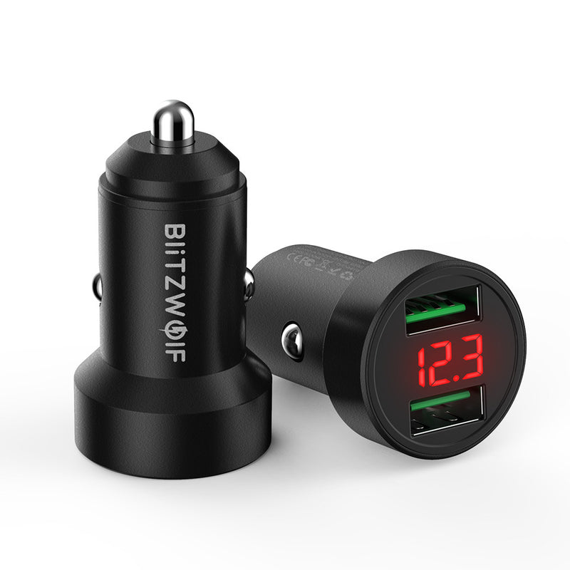 BlitzWolf BW-SD6 24W QC3.0 QC2.0 Dual USB Mini Car Charger for iPhone 11 Pro XS for Samsung Xiaomi Mi8 Pocophone F1