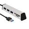 Aluminum Alloy USB 3.0 to 3-Port USB 3.0 Hub TF SD Card Reader with Hidden Phone Support