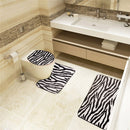 3 Sets Toilet Seat Zebra Pattern Carpet Fabric Printing Bathroom Mat Non-slip Floor Mat