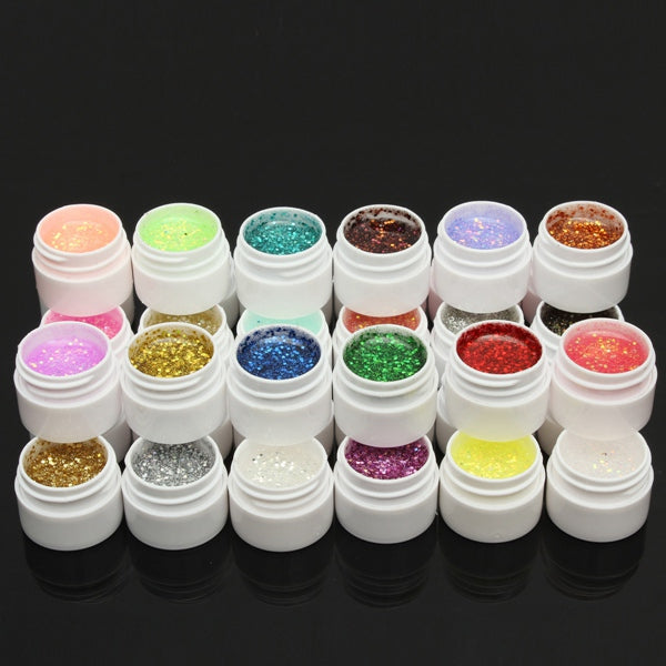1 Pot 36 Colors Glitter UV Gel Builder Nail Art Polish