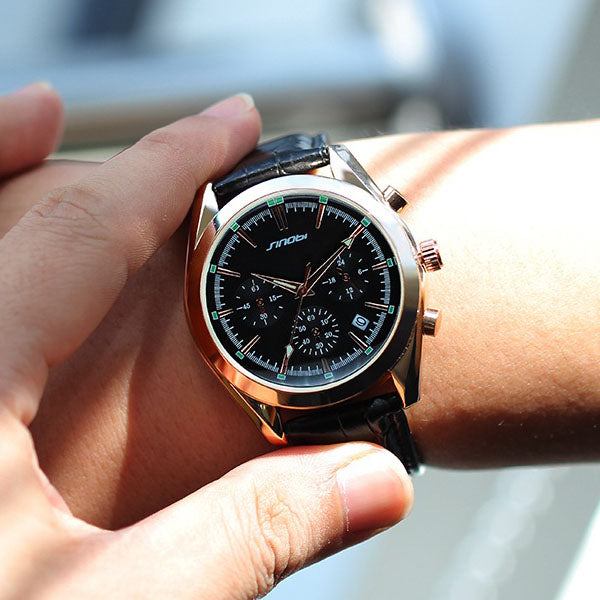 SINOBI 9642 Men Watch Chronograph Luminous Male Military Fashion Casual Quartz Watch