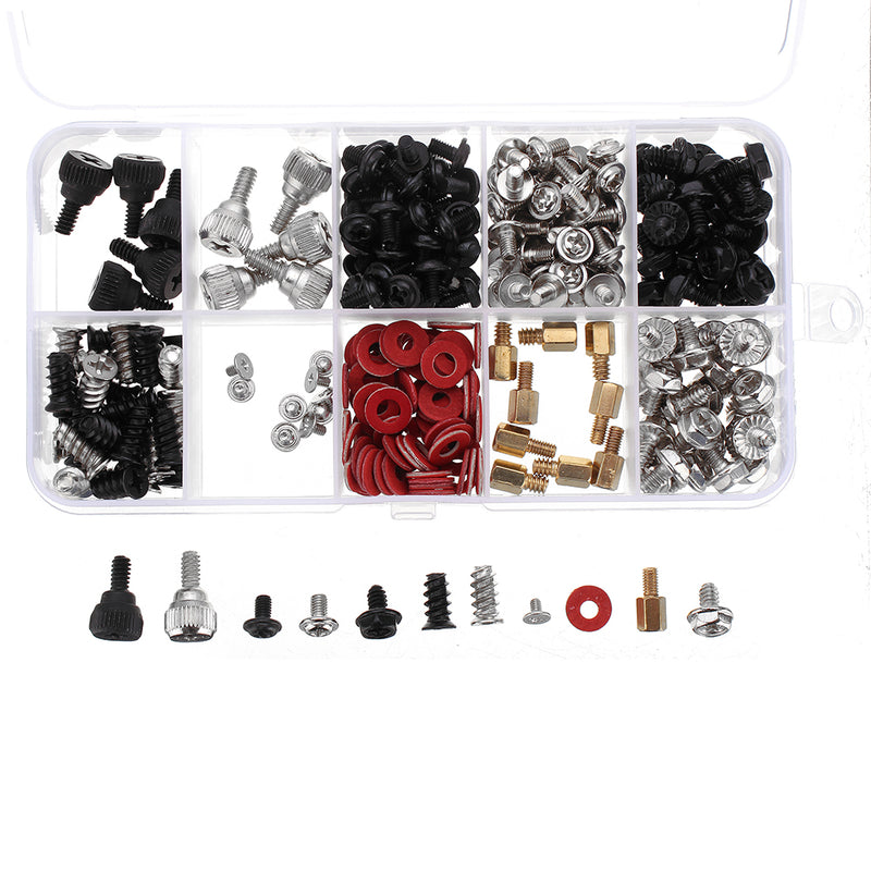 Suleve 263Pcs/set M2/M3/M3.5 DIY Desktop Computer Repair Screw Assortment Mainboard Fan Cross Screws Hex Standoffs Spacers Kits w/ Storage Box Screwdrivers