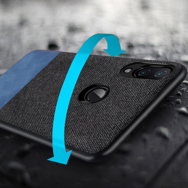 Bakeey Luxury Fabric Splice Soft Silicone Edge Shockproof Protective Case For Xiaomi Redmi Note 7