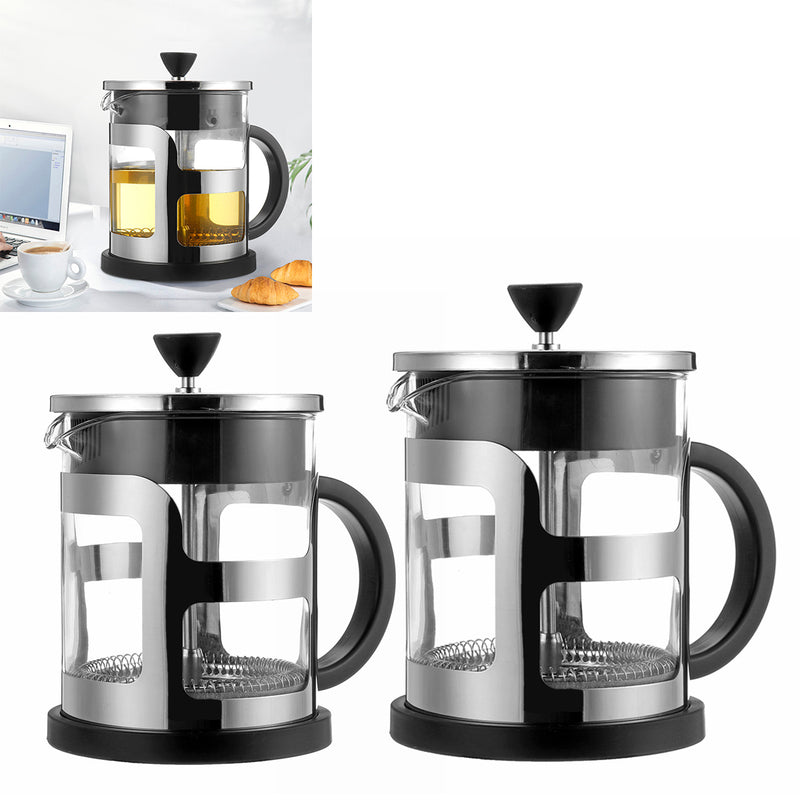 600ml/1000ml French Press Coffee Maker Plunger Glass Stainless Steel Tea Pot