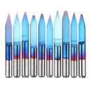 Drillpro 10pcs 0.1-1.5mm 30 Degree PCB Engraving Bit Blue Nano Coated Carbide CNC Flat Bottom Engraving Bit Router Tool