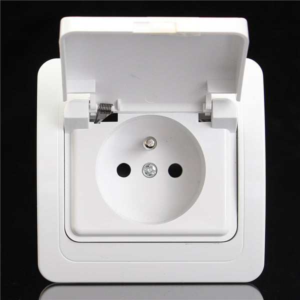 250V 16A 82x82mm EU Plug Wall Waterproof Socket Charger Port Outlet