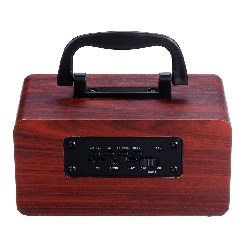 W5B Wooden Wireless bluetooth Speaker Dual Units Stereo Bass TF Card AUX Speaker with Mic