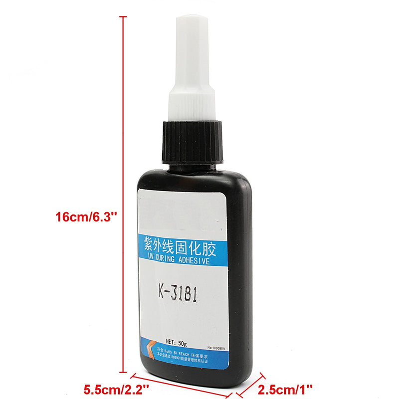 UV Light Cure Glue Strong Bonding UV Light Cure Adhesive 50g K-3181 for Metal Glass