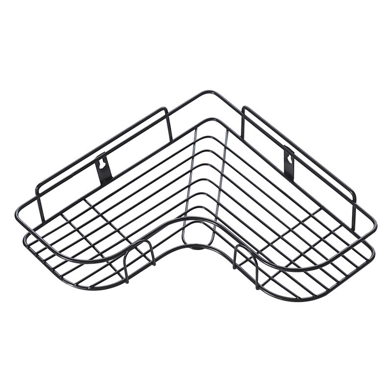 Black/White Nordic Simple Punch-free Wrought Iron Storage Rack Bathroom Kitchen Organizer