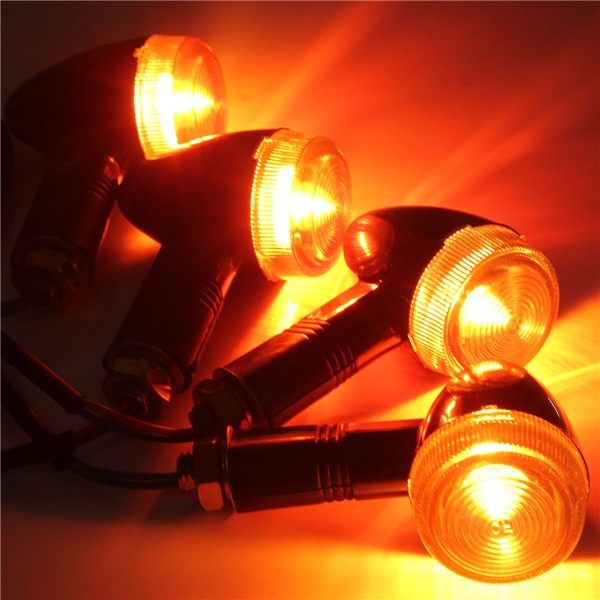 4pcs 12V Motorcycle Turn Signal Bullet Indicators Light Smoke Amber Lamp