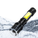 WARSUN 702 T6 LED + COB Flashlight 3 Modes Zoomable USB Rechargeable Flashlight EDC LED Torch Work Lamp Camping Hunting Emergency Lantern