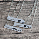Creative Letters Engraved Mama Bear Pendant Necklace Cute Family Clavicle Necklaces for Women