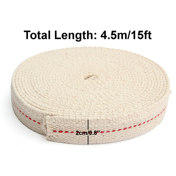 3/4 Inch Flat Cotton Wick 15 Foot Length Wick For Oil Lamps and Lanterns 4.5M