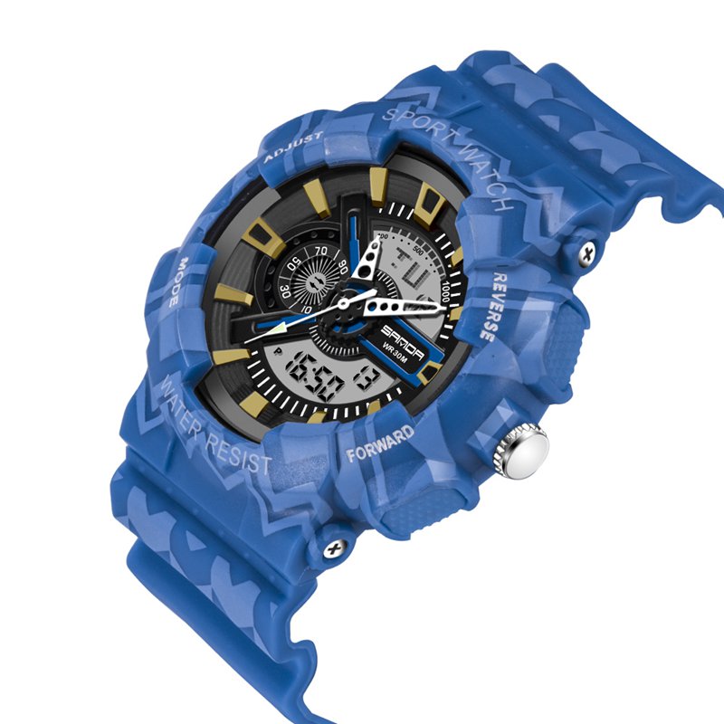 SANDA 999 Digital Watch Male Sport Waterproof Stopwatch Outdoor Dual Display Wrist Watch