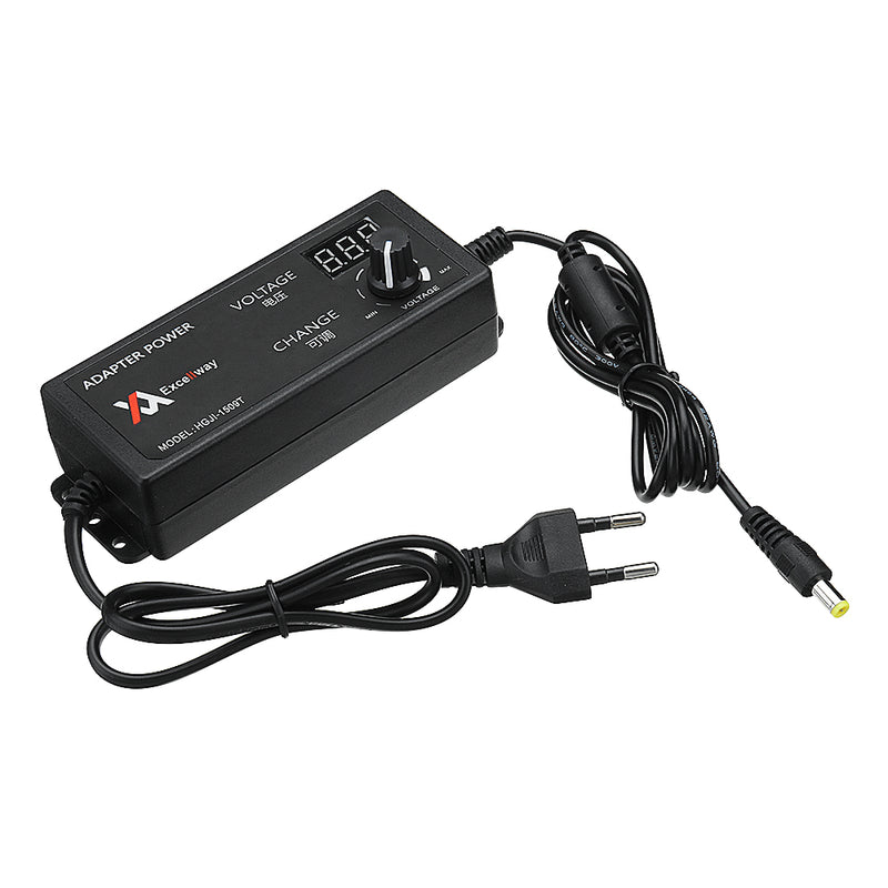 Excellway 4-24V 2.5A 60W AC/DC Adjustable Power Adapter Supply EU Plug Speed Control Volt Display