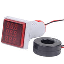 Geekcreit 3 in 1 AC 60-500V 100A Square LED Digital Voltmeter Ammeter Hertz Meter Signal Lights Voltage Current Frequency Combo Meter Indicator Tester With Round CT