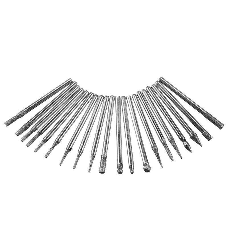 20Pcs 3mm Shank Diamond Grinding Cutting Head Drill Bits Set Kit For Rotary Tool