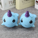 Squishy Narwhal Uni Whale Blue 11cm Slow Rising Cute Soft Collection Gift Decor Toy