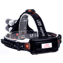 XANES 7310-A 2500LM T6+4xXPE Headlamp 4 Modes 90 Adjustable Waterproof 2x18650 Battery AC/DC Charger Work Light