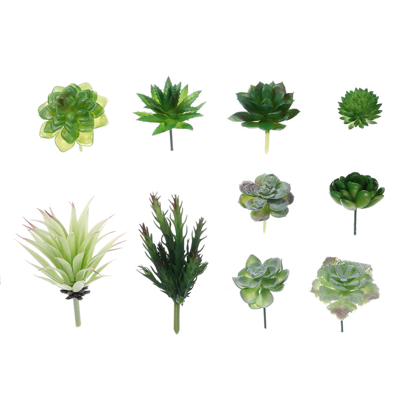 10Pcs PVC Artificial Succulent Flocking Plants Foliage  Landscape Garden Decorations