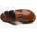 R493 Men Outdoor Summer Leather Casual Round Toe Flat Soft Beach Slipper Sport Dad Shoes Sandals