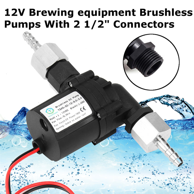 12V Solar Hot Water Circulation Pump Homebrew Beer Circulation Brushless Pumps Plastic W/ Connector