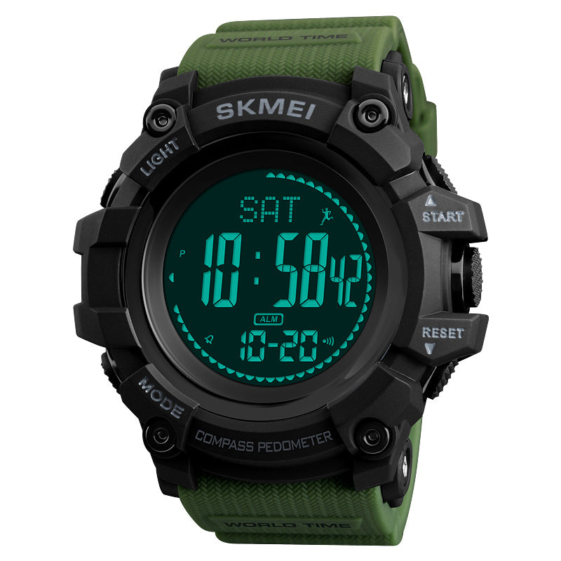 SKMEI 1356 Compass Pedometer Calorie Sport Watch Chronograph World Time Stopwatch Digital Watch