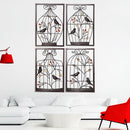 Jeweled Birds Tree Birdcage Sculpture Iron Wrought Hanging Wall Art Decorations Framed