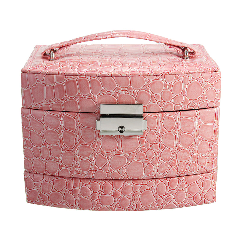 Leather Jewelry Box Storage Organizer Necklace Bracelet Ring Earring Case