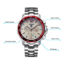 TEVISE 356 Military Style Full Steel Male Wristwatch Semi-Automatic Mechanical Watch