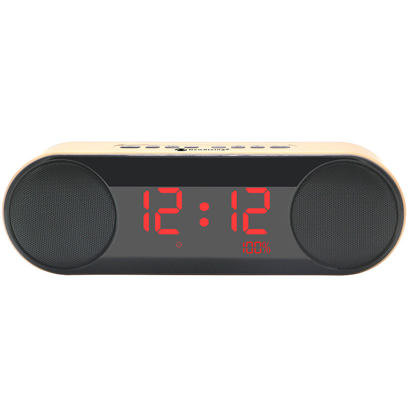 LED Display Alarm Clock Dual Driver Unit FM Radio Aux TF Card Heavy Bass bluetooth Speaker With Mic