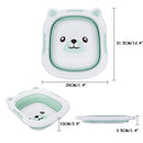 Portable Baby Bathtub Folding Basin Washbasin Collapsible Tourism Children Wash Infant Shower Baby Care Cartoon Bear Green