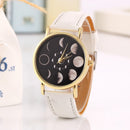 Solar Moon Phase Lunar Eclipse Unisex Watch Leather Strap Quartz Watch for Women Men