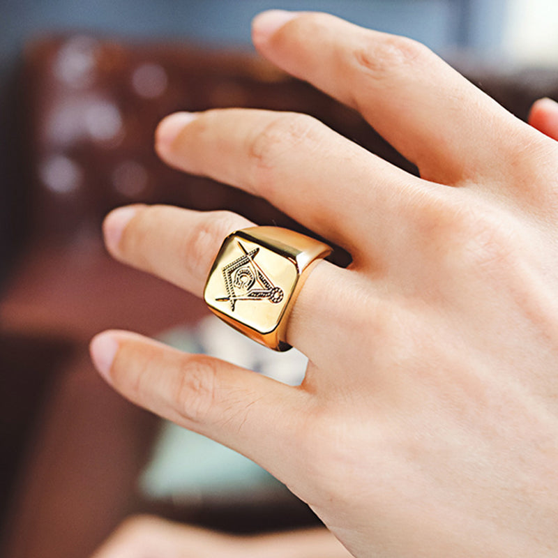 Fashion Finger Ring Titanium Steel Pattern Geometric Finger Rings Hand Accessories Jewelry for Men