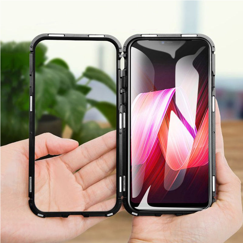 Bakeey 360 Magnetic Adsorption Flip Metal Clear Tempered Glass Protective Case for Xiaomi Mi8 SE
